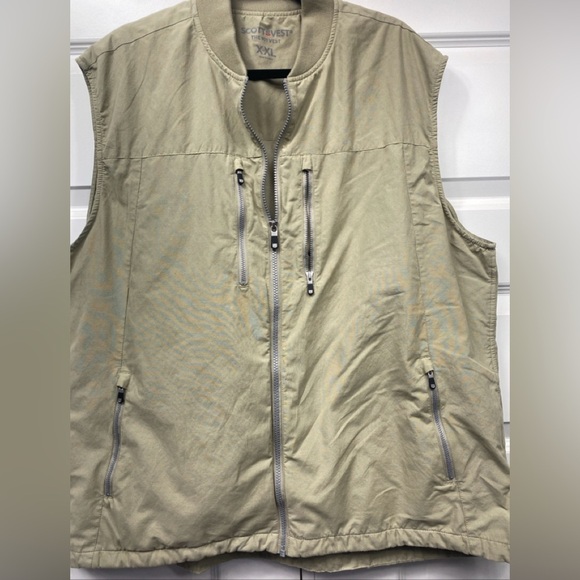 ScotteVest 101 Vest Beige Utility Cargo 9 Pocket Tec Travel Full Zip XXL 2XL - Picture 1 of 7